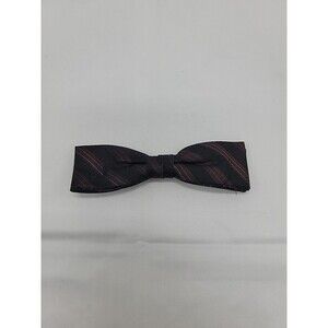 Mens Vintage Royal Clipon Bowtie Black/Maroon Striped